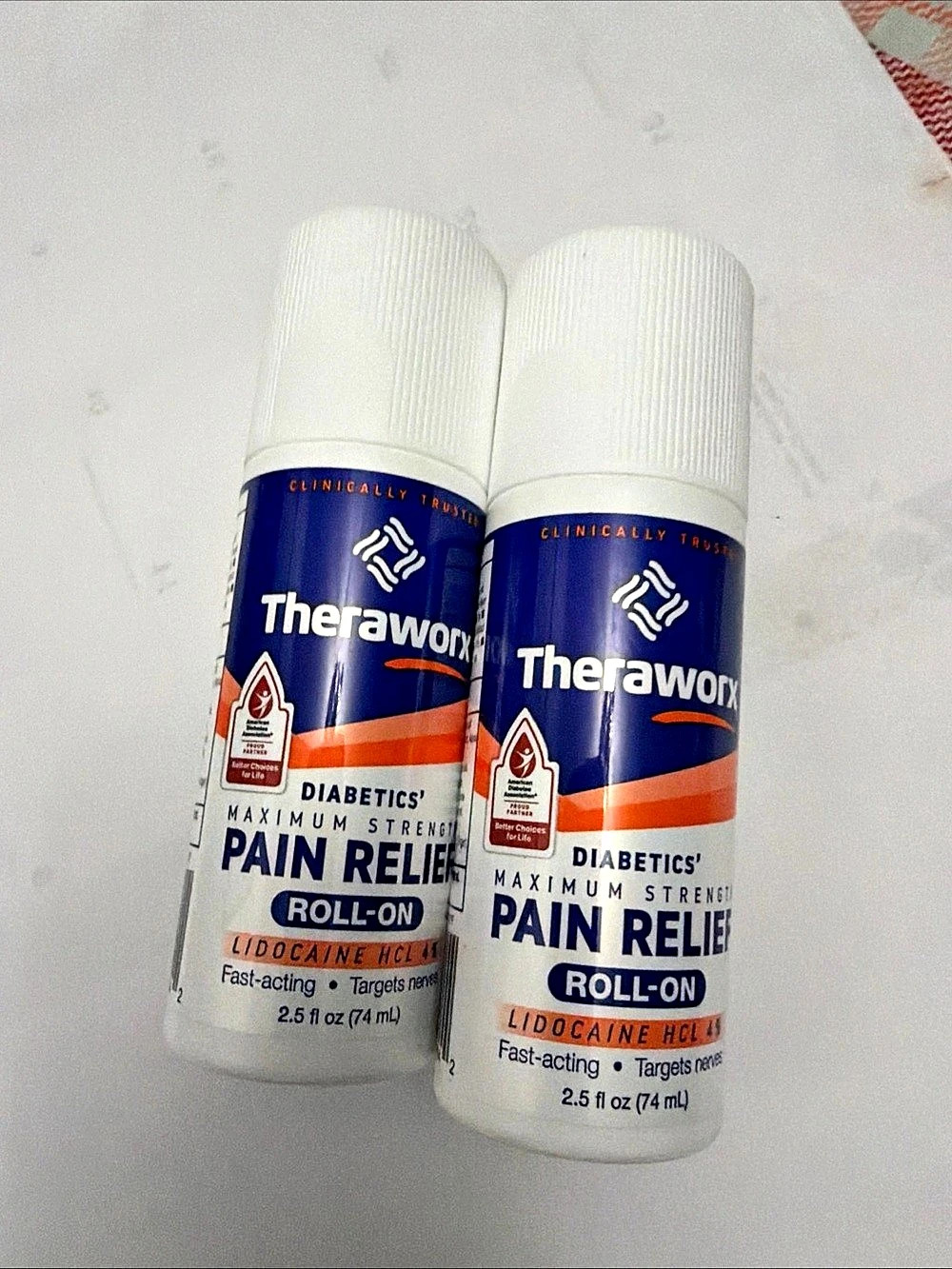 Theraworx Diabetes Maximum Strength Pain Relief Roll-On 2-Pack